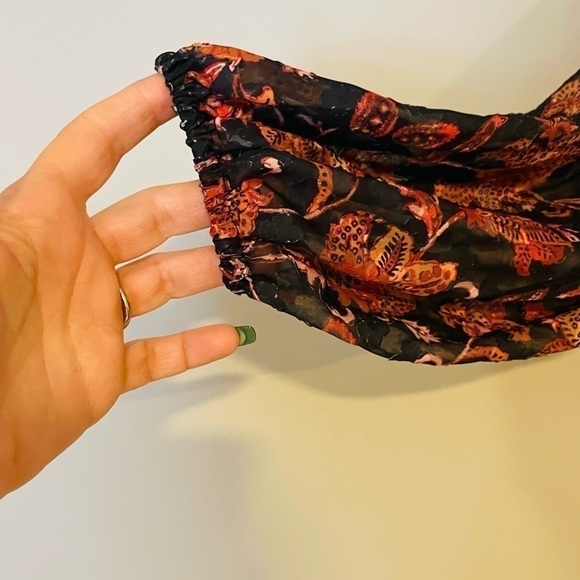 NWT size S black lined with a sheer floral overlay color red, orange black pink - Picture 4 of 11